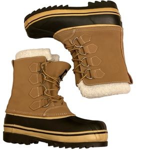 Western Chief Men’s Snow Rain Insulated Boots Tan Lace Up Thinsulate Size 8